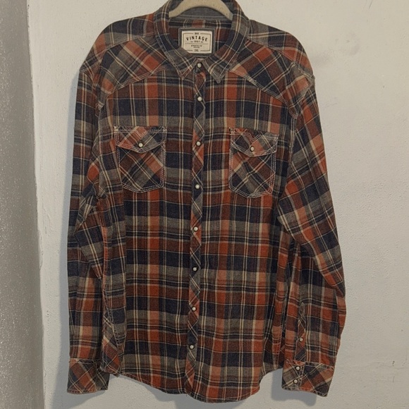 BKE Men's Plaid Button-Down Shirt - Red and Blue - Picture 1 of 3